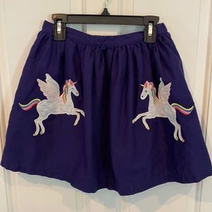 Mini Boden Unicorn Appliqué Navy Skirt 11-12